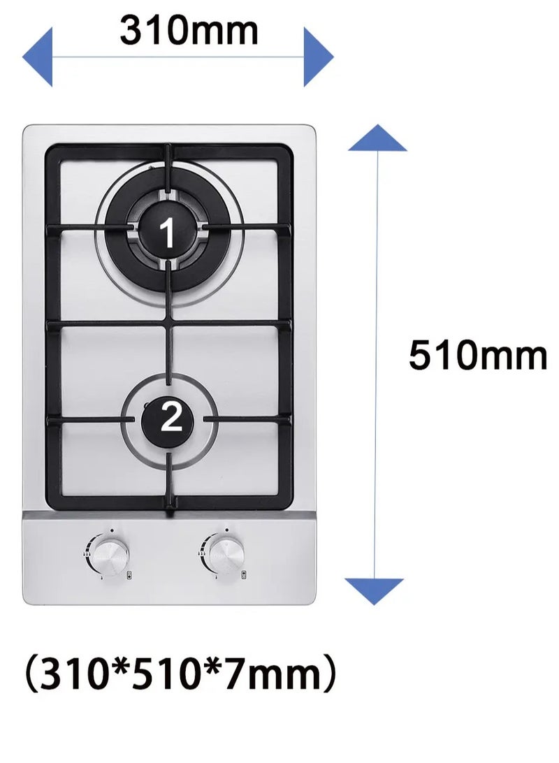 راني موقد غاز أوتوماتيكي بشعلتين أسود/ فضي - Image 4