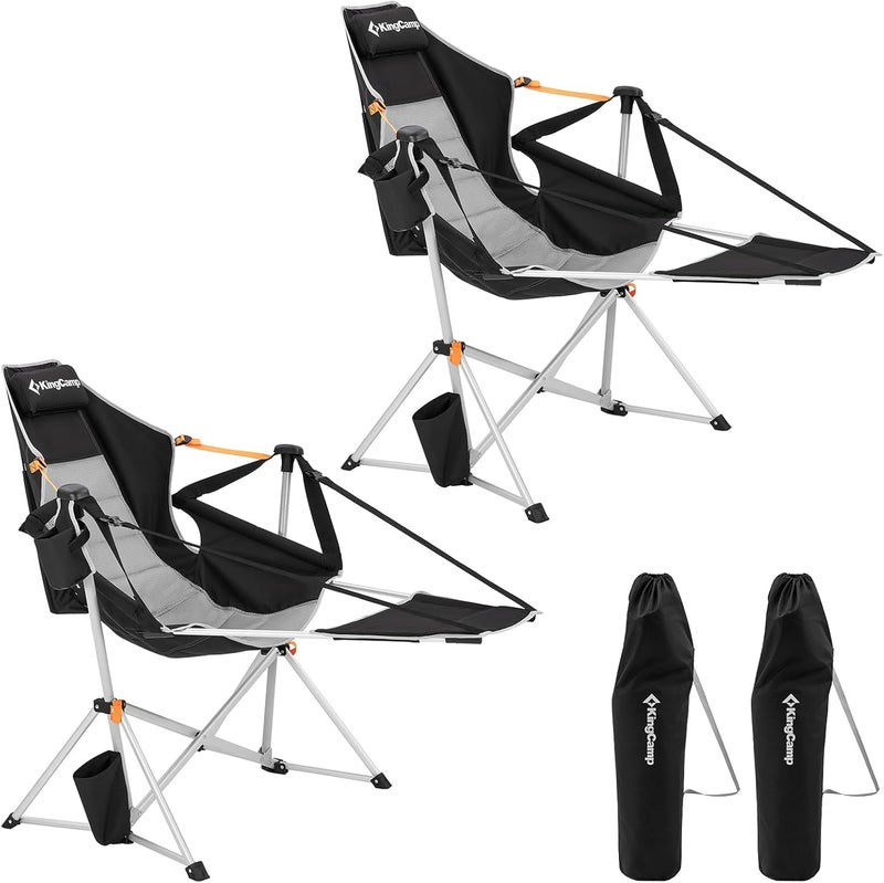 KingCamp Hammock Chair with Footrest, Swinging Portable Folding Camping Chairs for Adults MAX 440lbs Heavy Duty Foldable Oversized Rocker with Cup Holder Pillow for Outdoor Beach Patio Sport Lawn - Image 1