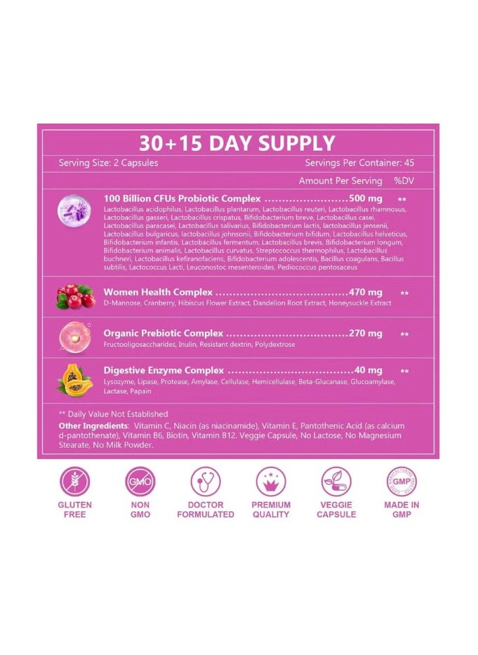 Probiotic Live Women’s Probiotic 90 Caps 100 Billion Cfu 31 Strains With Organic Prebiotics Cranberry  - Image 4