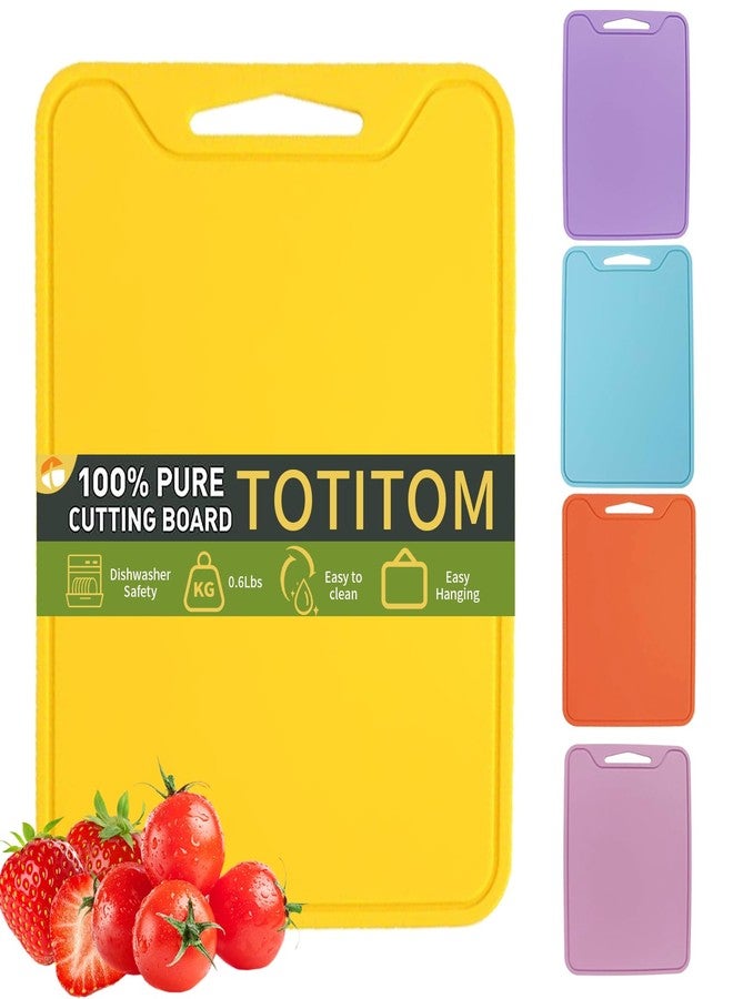 TOTITOM Silicone Cutting Board for Kitchen, 11.8''x 8.6'' Flexible Cutting Boards, BPA Free Non Slip Cutting Mat for Meat, Vegetables and Fruit with Easy Grip Handle, Dishwasher Safe (Yellow) - Image 1