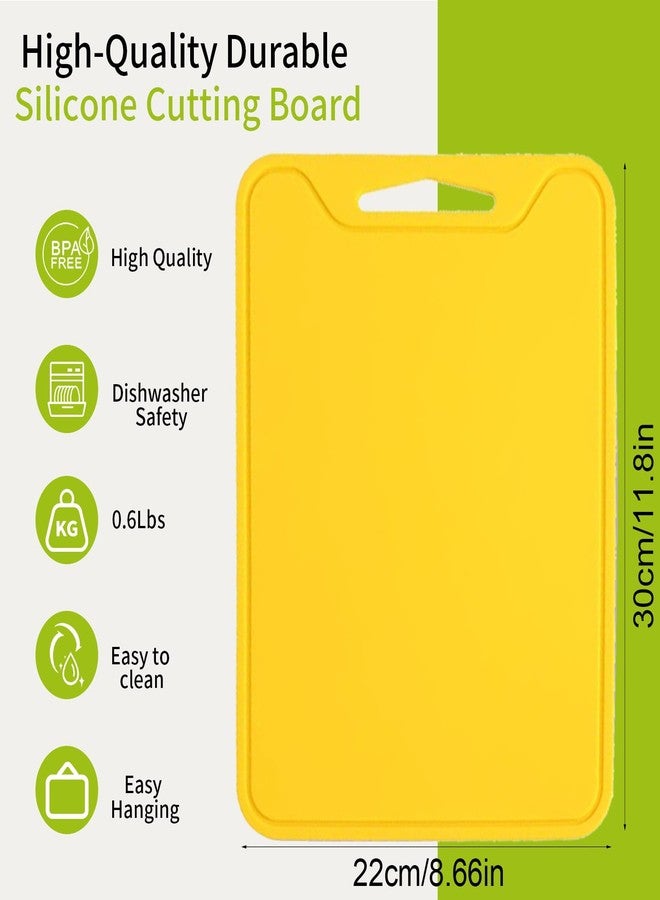 TOTITOM Silicone Cutting Board for Kitchen, 11.8''x 8.6'' Flexible Cutting Boards, BPA Free Non Slip Cutting Mat for Meat, Vegetables and Fruit with Easy Grip Handle, Dishwasher Safe (Yellow) - Image 2
