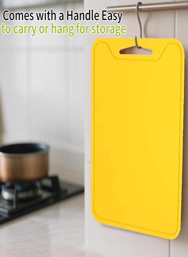 TOTITOM Silicone Cutting Board for Kitchen, 11.8''x 8.6'' Flexible Cutting Boards, BPA Free Non Slip Cutting Mat for Meat, Vegetables and Fruit with Easy Grip Handle, Dishwasher Safe (Yellow) - Image 3