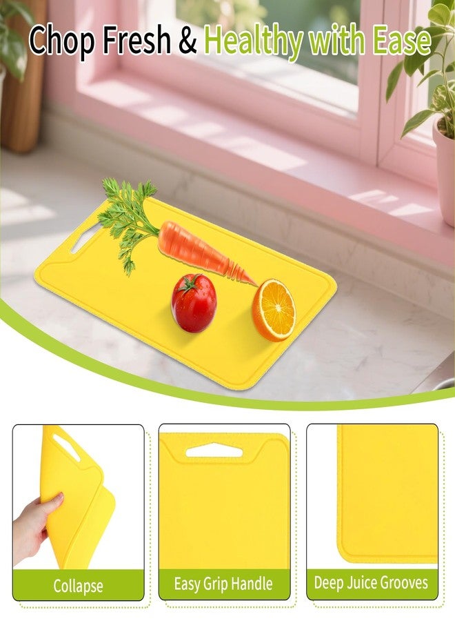 TOTITOM Silicone Cutting Board for Kitchen, 11.8''x 8.6'' Flexible Cutting Boards, BPA Free Non Slip Cutting Mat for Meat, Vegetables and Fruit with Easy Grip Handle, Dishwasher Safe (Yellow) - Image 5