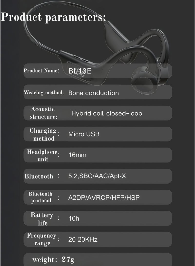 Wireless sports sweatproof and waterproof ear-hook type card-insert digital display bone conduction Bluetooth headphones - Image 2