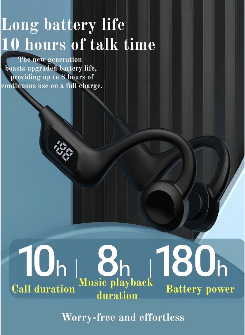 Wireless sports sweatproof and waterproof ear-hook type card-insert digital display bone conduction Bluetooth headphones - Image 3