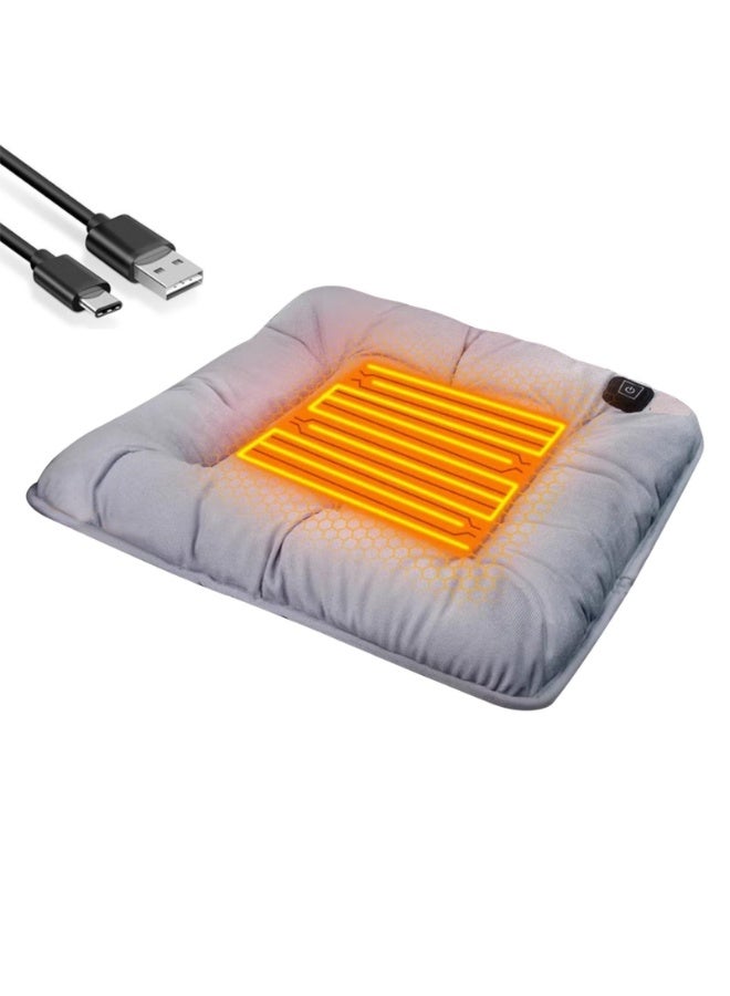 SYOSI Heated Seat Cushion, USB Portable Heating Chair Pad With 3 Temperature Levels, Winter Seat Cushion, Washable Seat Cushion, 4 Hours Auto Off, Office Home Heating Chair Pad (Grey)  - Image 1