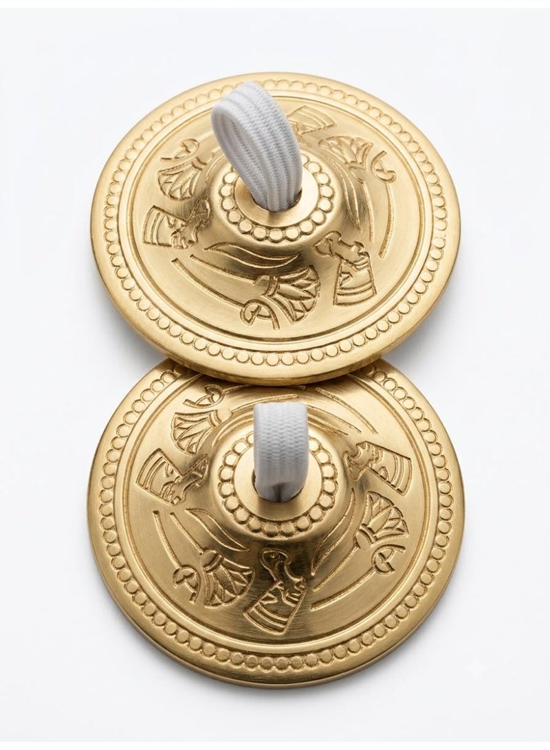 4-Piece Gold Finger Cymbals Set with Elastic Finger Straps – Brass Rhythm Percussion for Belly Dance - Big Size - Image 5