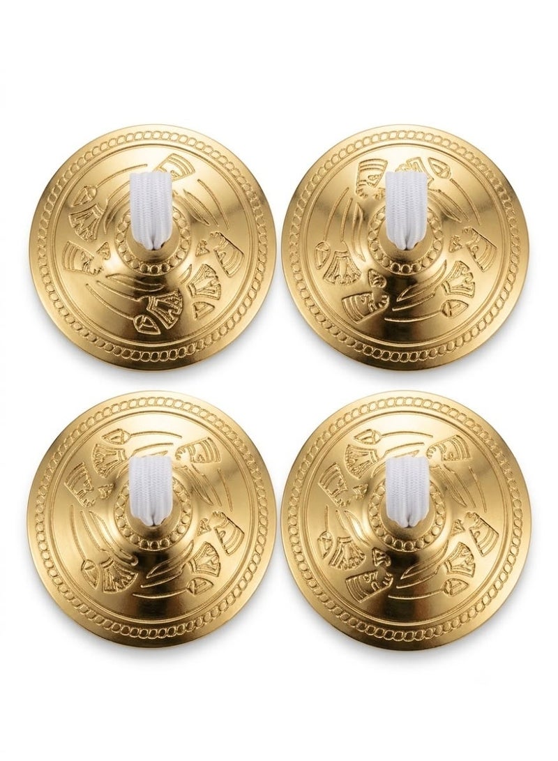 4-Piece Gold Finger Cymbals Set with Elastic Finger Straps – Brass Rhythm Percussion for Belly Dance - Big Size - Image 1