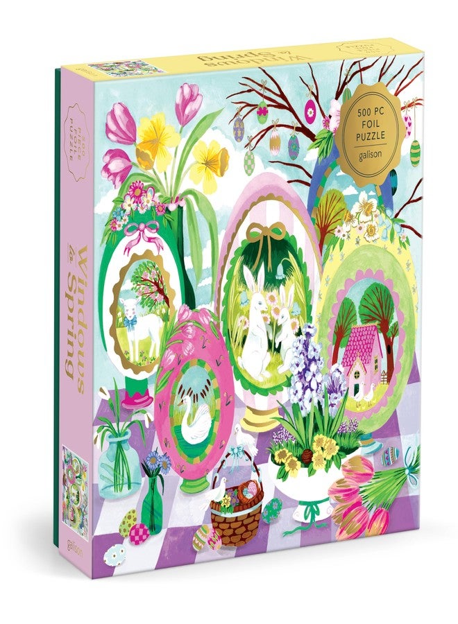 Galison Windows to Spring - 500 Piece Jigsaw Puzzle Featuring Beautiful Artwork of Sugar Egg Illustration for Easter - Image 1