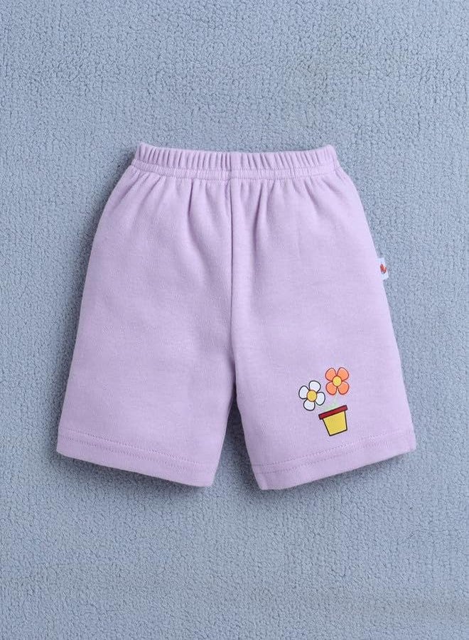 BUMZEE Baby Girls Cotton Pack of 4 Above Knee Length Shorts Yellow & Lavender - 3-6 Months (Peb10604B-ylw) - Image 2