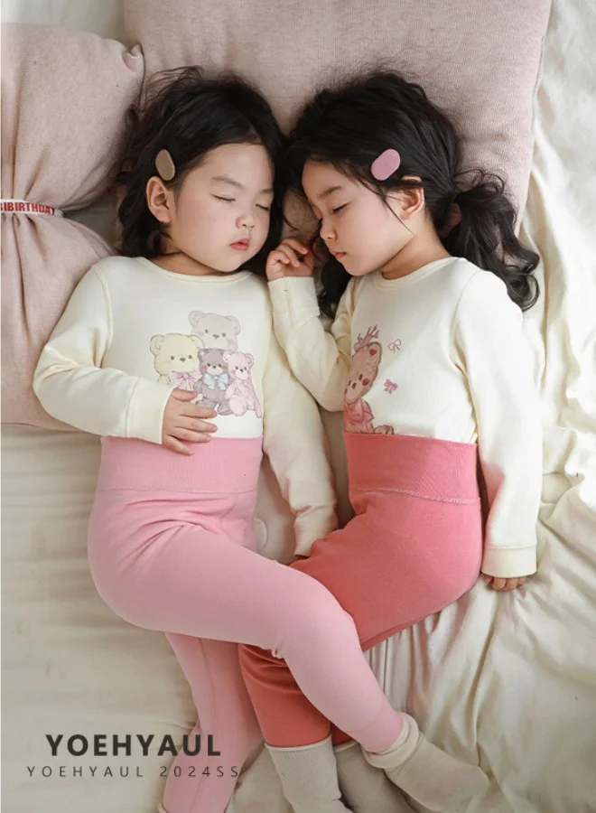 Yoehyaul Girls Cotton Pajama Set with long sleeves and graphic print
