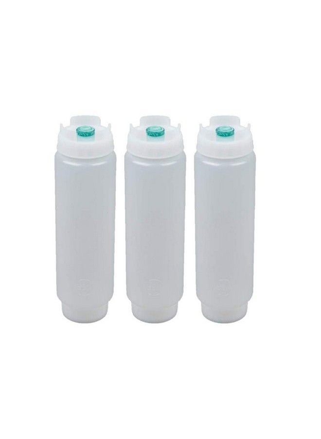 FIFO - Squeeze Bottle Refillable 16 Oz | Green Tip Small Valve Dispenser For Thin Condiments Sauces Batter And Dressing | Self Sealing No Drip No Hassle | (3 Pack) - Image 1