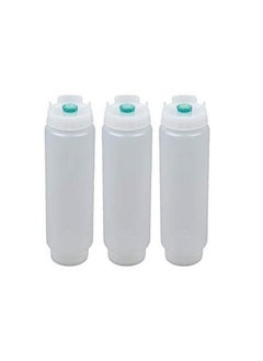 Squeeze Bottle Refillable 16 Oz | Green Tip Small Valve Dispenser For Thin Condiments Sauces Batter And Dressing | Self Sealing No Drip No Hassle | (3 Pack)