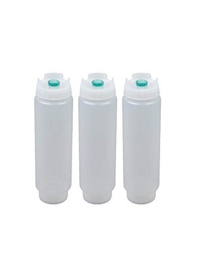 FIFO - Squeeze Bottle Refillable 16 Oz | Green Tip Small Valve Dispenser For Thin Condiments Sauces Batter And Dressing | Self Sealing No Drip No Hassle | (3 Pack) - Image 1