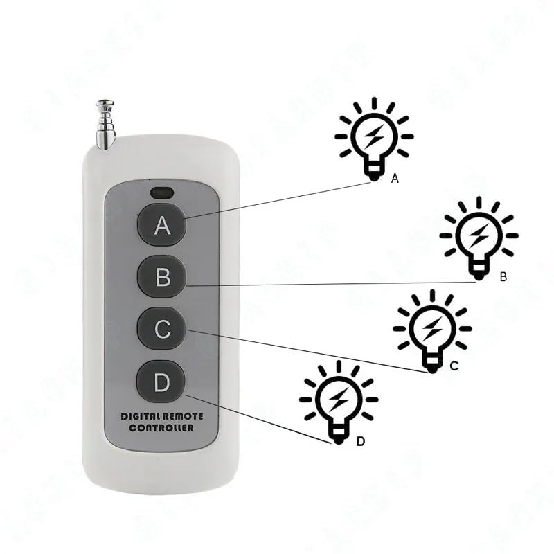 R&D 433MHz 4 Button Wireless RF Remote Control with Battery | Universal Digital Remote Controller for Garage Doors, Gates, Car Alarms, Smart Home Devices, and DIY Electronics - Image 2