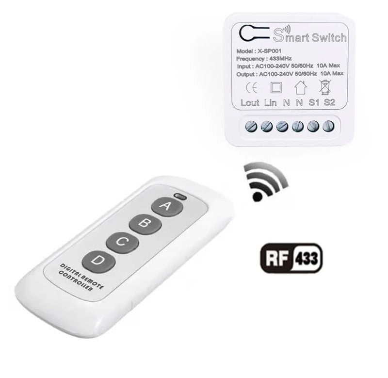 R&D 433MHz 4 Button Wireless RF Remote Control with Battery | Universal Digital Remote Controller for Garage Doors, Gates, Car Alarms, Smart Home Devices, and DIY Electronics - Image 1