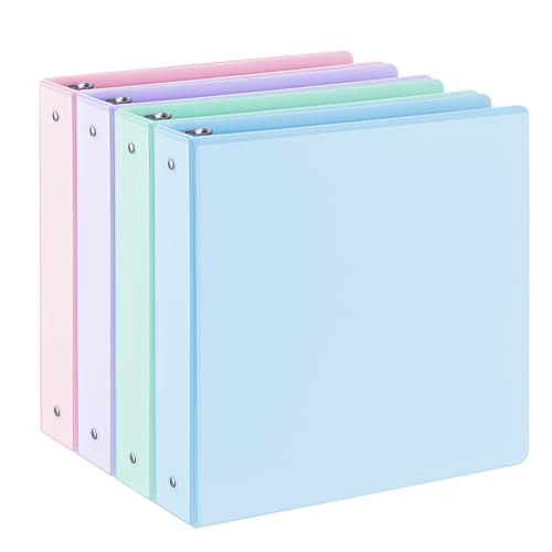 SUIN 1.5'' 3-Ring-Binder with Pockets, 325 Sheets Capacity, 2 inch Binders fits 11" x 8.5" US Letter Size, Assorted 4 Pastel Colors - Ideal for School, Office, and Home Use (1.5 inch) - Image 1
