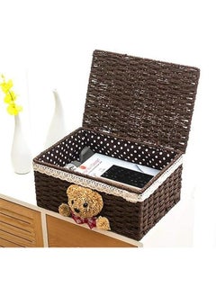 Generic Rattan Basket, Storage, Accessory Box, Basket with Lid, Storage Basket, Rattan Basket Style, Storage Box, Storage Case, Bear, Cute, Inner Fabric: Coffee, F  - Image 3