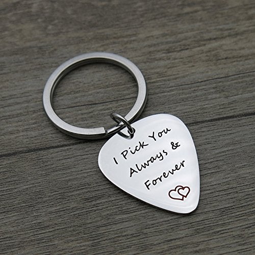 simdes I Pick You Always and Forever I Pick you Guitar Pick Keychain Musical Gifts - Image 3
