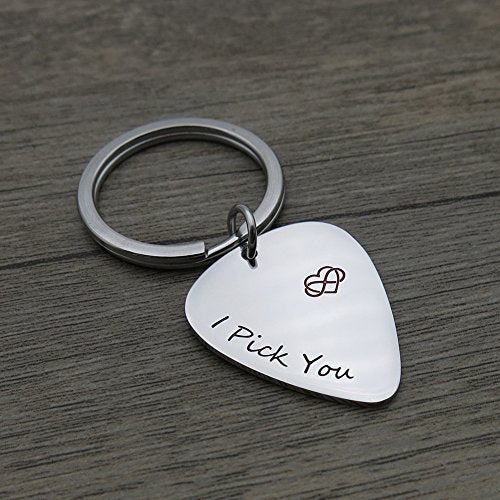 simdes I Pick You Always and Forever I Pick you Guitar Pick Keychain Musical Gifts - Image 4