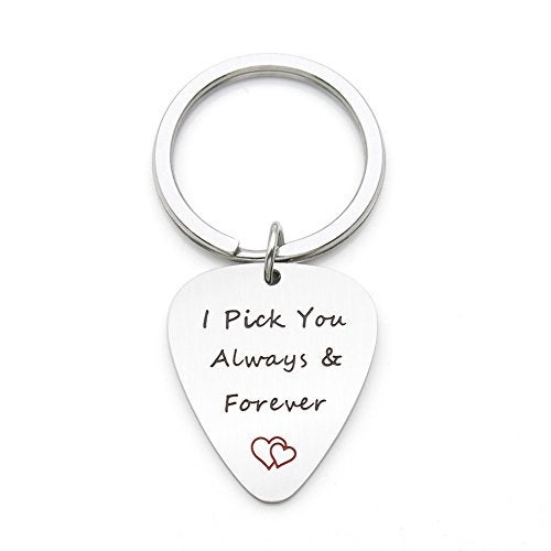 simdes I Pick You Always and Forever I Pick you Guitar Pick Keychain Musical Gifts - Image 1