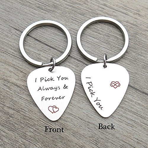 simdes I Pick You Always and Forever I Pick you Guitar Pick Keychain Musical Gifts - Image 2