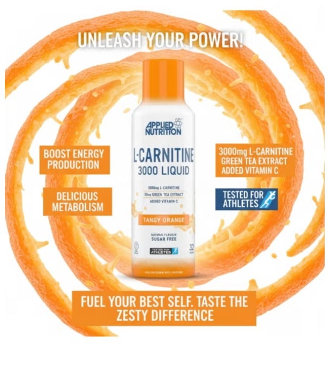 appliednutrition Applied Nutrition L-Carnitine 3000 Liquid Tangy Orange 480ml, 32 Servings - Image 4