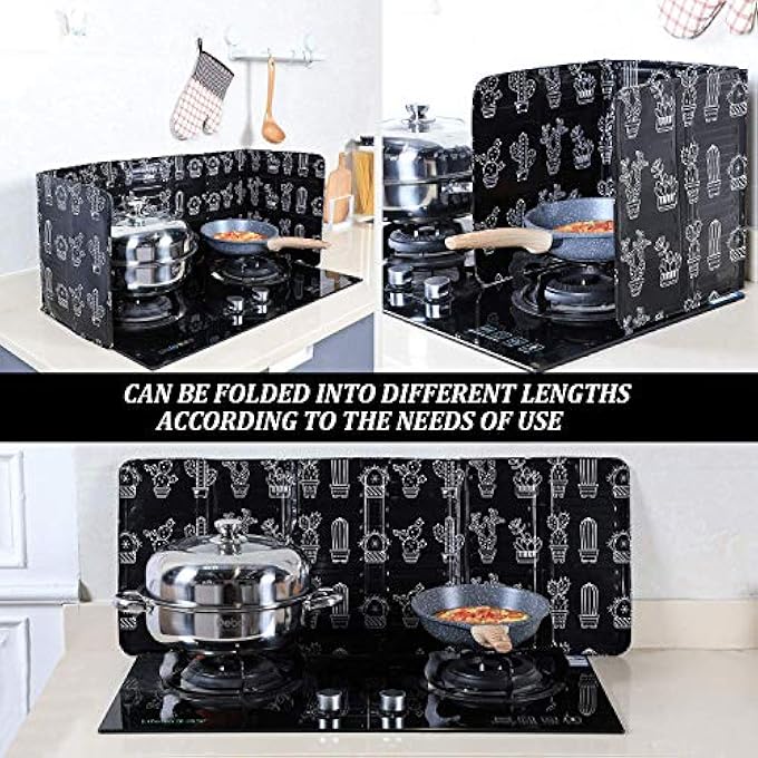 seeway 2 Pieces Anti Splatter Shield Guard Oil Splatter Screen Board Aluminum Foil Oil Block Oil Barrier For Kitchen Restaurant Use Black - Image 4