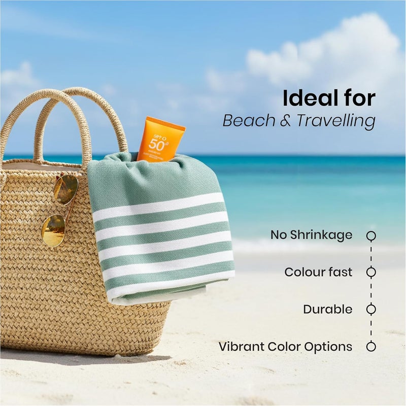 Mush Grab & Go Bamboo Beach Towel | 100% Bamboo Bath Towel for Beach, Hiking & Trips | Compact Towel with Travel Bag | 60x120 cms, 250 GSM Quick Dry, Featherlight & Sand-Resistant Towel | Green - Image 4