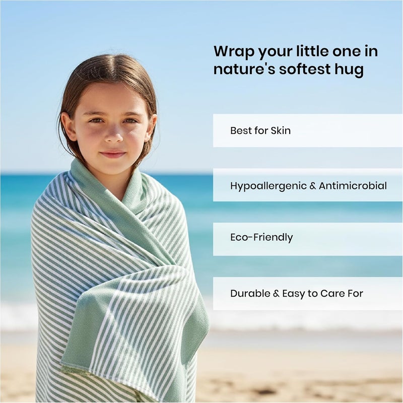 Mush Grab & Go Bamboo Beach Towel | 100% Bamboo Bath Towel for Beach, Hiking & Trips | Compact Towel with Travel Bag | 60x120 cms, 250 GSM Quick Dry, Featherlight & Sand-Resistant Towel | Green - Image 5