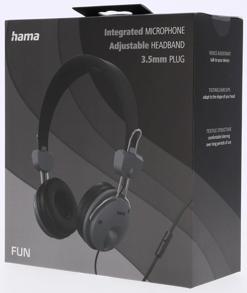 Hama Fun Hi-Fi On-Ear Wired Headphones with Microphone Black Lightweight Foldable Over-Ear Headset with 3.5mm Jack for Phone Laptop PC Tablet Music Gaming Work from Home - Image 4