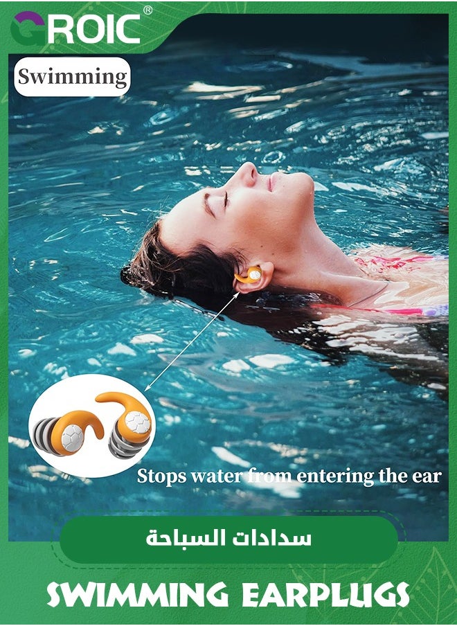 GROIC - زوجان من سدادات الأذن للسباحة، سدادات أذن للسباحة للبالغين، سدادات أذن من السيليكون مقاومة للماء، يمكن استخدامها أيضًا كسدادات أذن صامتة، للسباحين للجنسين، للسباحة وركوب الأمواج والاستحمام - Image 1