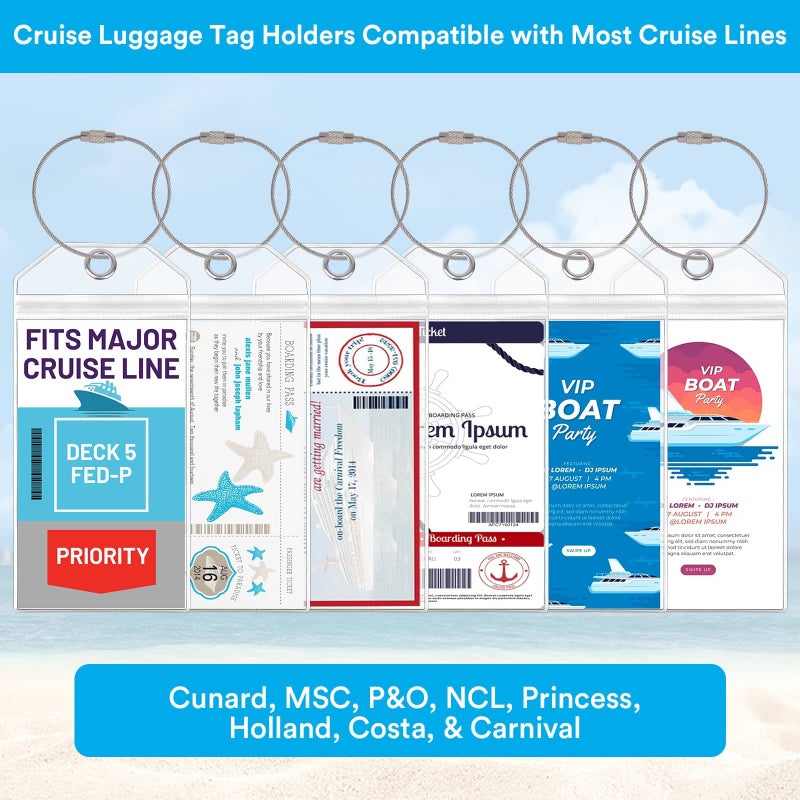 Billbotk Lanyards for Cruise Ship Card, 6 Sets Retractable Lanyard Key Card Holder Badge Reels with Waterproof Luggage Tags ID Holders Essentials Accessories RS5002MN - Image 5