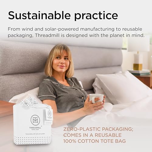 Threadmill Pillow Cases Standard Size | 1200 Thread Count 100% Supima Cotton Pillow Covers, Luxury Smooth Solid Sateen | Hotel White - Image 3