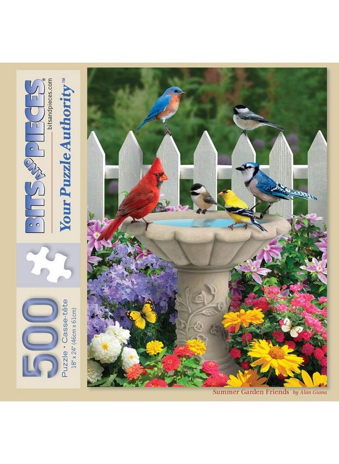 Bits and Pieces Bits and Pieces - 500 Piece Jigsaw Puzzle for Adults - Summer Garden Friends - Bird Bath Flower Fence Yard Outdoor Animal Jigsaw Puzzle by Artist Alan Giana, Completed Puzzle Size: 18" x 24"  - Image 2