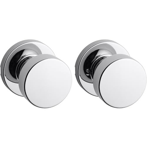 Kwikset Pismo Interior Passage Door Knob, Handle For Closet and Hallway Doors, Non-Locking Doorknob, Polished Chrome, Round Rose - Image 1