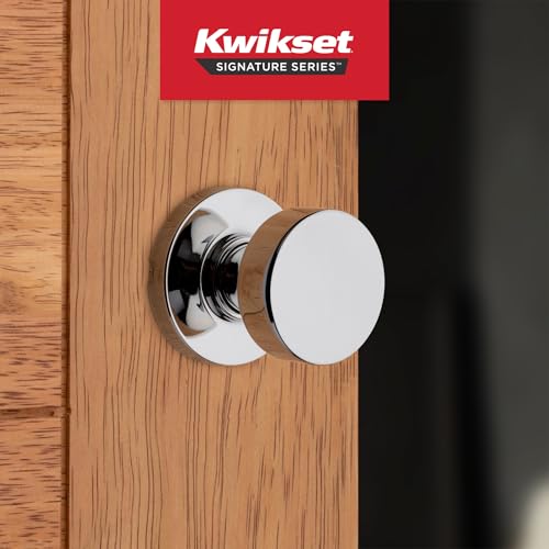 Kwikset Pismo Interior Passage Door Knob, Handle For Closet and Hallway Doors, Non-Locking Doorknob, Polished Chrome, Round Rose - Image 2