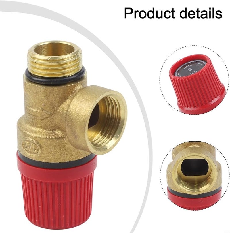 Brass Safety Valve Drain Relief Switch For Solar Water Heater 6 Bar Pressure Range - Image 3