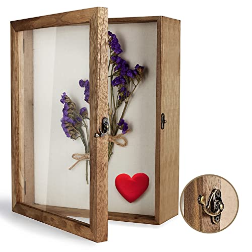 TJMOREE Shadow Box Display Case 11 x 14 Shadowbox Frame with Linen Back Memorabilia Bouquet Medals Photos Memory Box for Keepsakes
