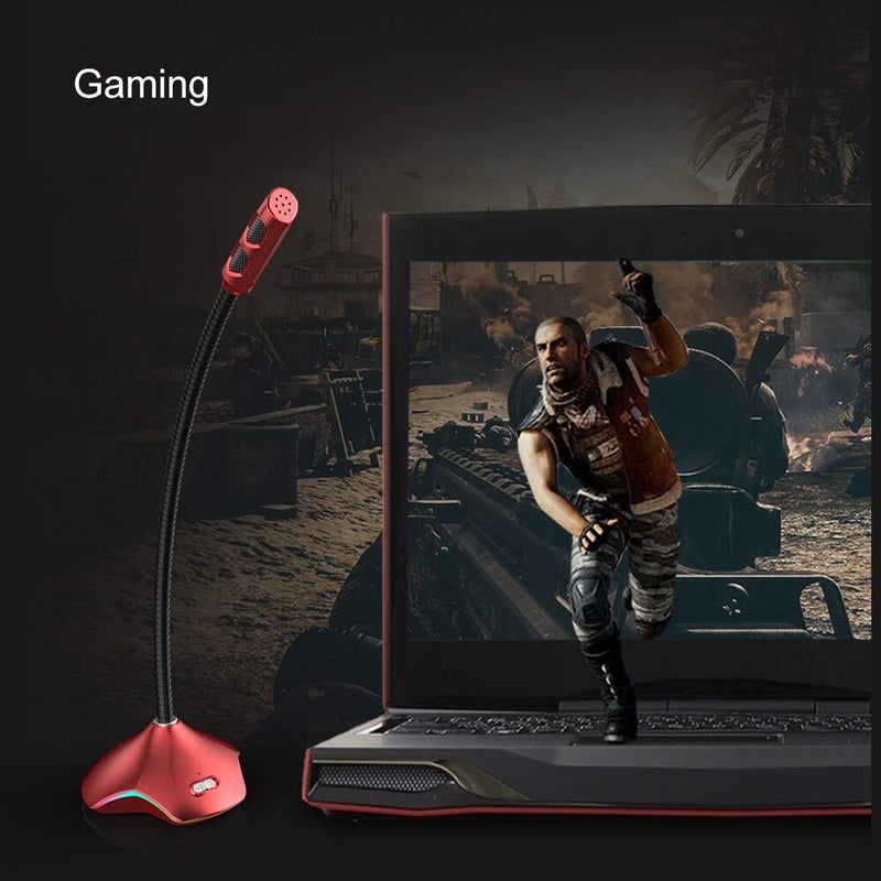 Viboton ميكروفون، ميك، ميكروفون ألعاب، لجهاز الكمبيوتر المكتبي، جهاز ألعاب PC، لابتوب ألعاب، ميكروفون ألعاب مع أضواء RGB، توصيل وتشغيل، ميكروفون لجهاز الكمبيوتر (لون عشوائي) - Image 4