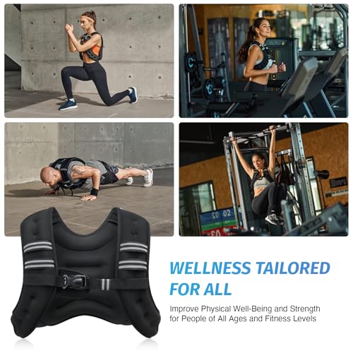ZELUS Weighted Vest, 6lb/8lb/12lb/16lb/20lb/25lb/30lb Weight Vest with Reflective Stripe for Workout, Strength Training, Running, Fitness, Muscle Building, Weight Loss, Weightlifting, Black(30 lb) - Image 5