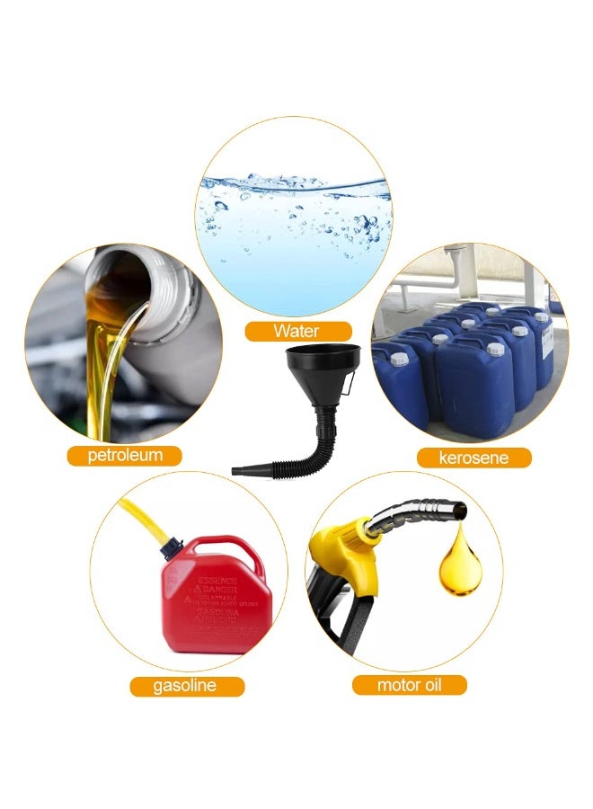 Multi-Purpose Plastic Funnel with Extendable Flexible Spout – Oil, Fuel & Acid Resistant – Removable Flexible Nozzle – Durable Polyethylene Construction (Black) - Image 5