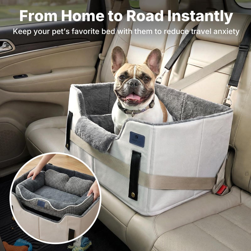 Veehoo 2-in-1 Dog Car Seat & Pet Bed, Portable Dog Booster Car Seats for Medium Small Dogs, Travel Cars Seat with Safety Leash, Non-Slip Bottom & Removable Washable Cover - Image 2