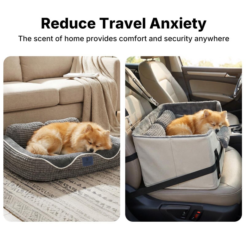 Veehoo 2-in-1 Dog Car Seat & Pet Bed, Portable Dog Booster Car Seats for Medium Small Dogs, Travel Cars Seat with Safety Leash, Non-Slip Bottom & Removable Washable Cover - Image 3
