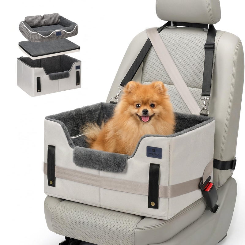 Veehoo 2-in-1 Dog Car Seat & Pet Bed, Portable Dog Booster Car Seats for Medium Small Dogs, Travel Cars Seat with Safety Leash, Non-Slip Bottom & Removable Washable Cover - Image 1