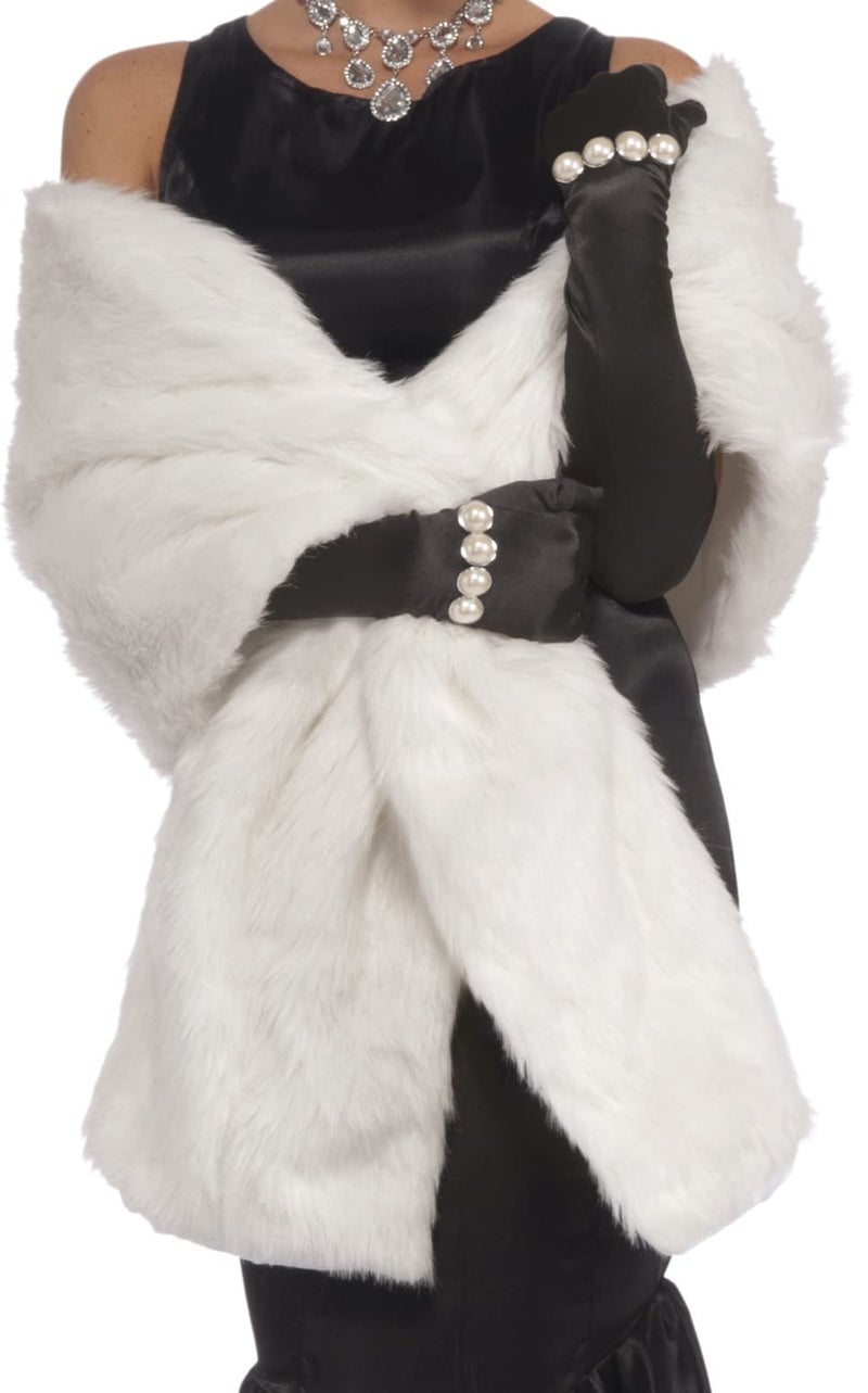 Rubies Forum Novelties womens Vintage Hollywood Faux Mink Stole Adult Sized Costumes, White, One Size US - Image 1