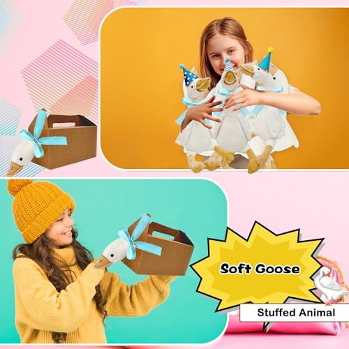 Flahard 28 Pcs One Silly Goose Party Favors Include 9 Mini Goose Plush Stuffed Animal 9 Boxes 9 Birthday Party Hats and 1 Roll Rope for Adopt a Goose Party Favors Birthday Gifts Color Style 2 - Image 5