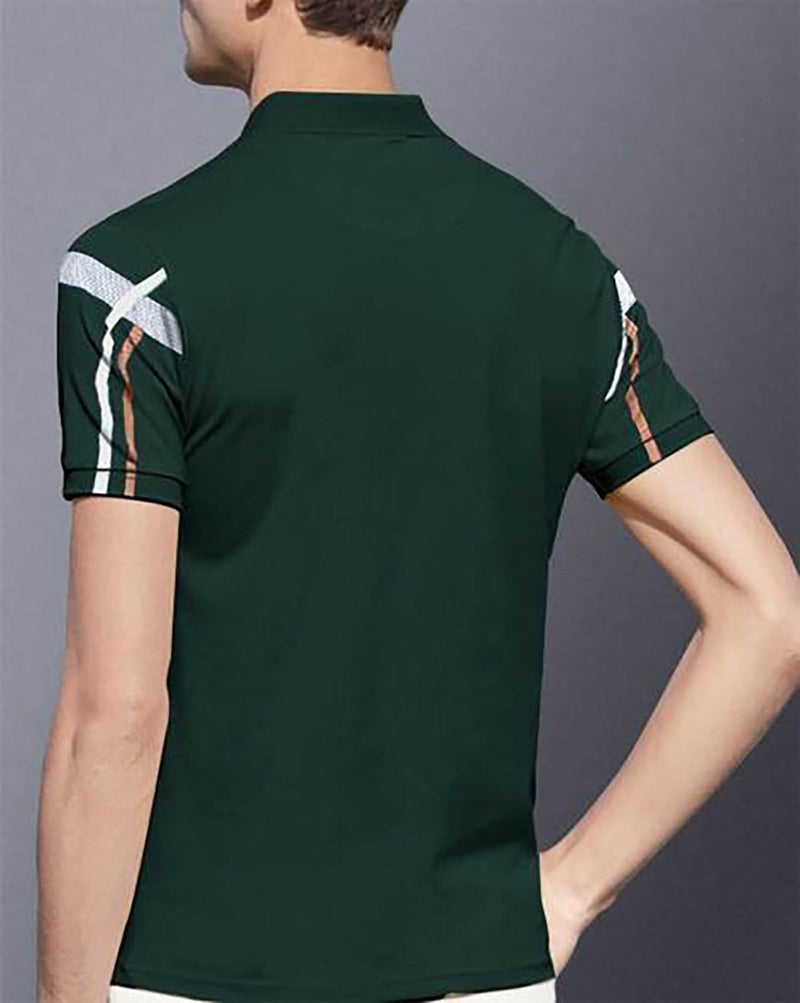 AUSK Mens Polo Colorblock T Shirt Green - Image 2