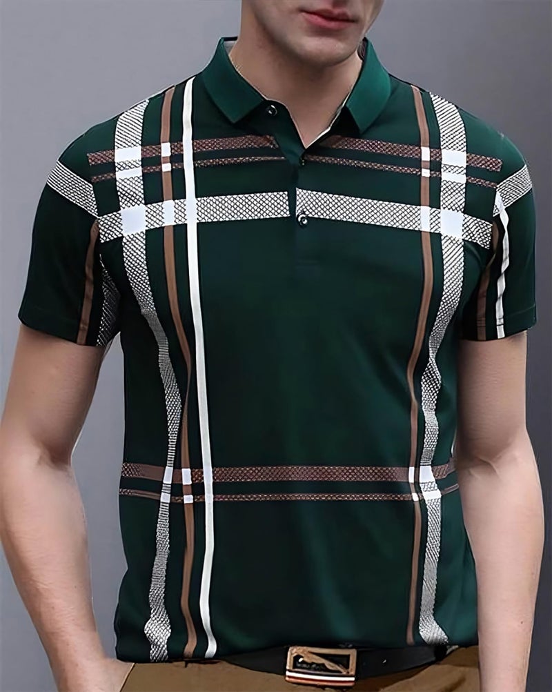 AUSK Mens Polo Colorblock T Shirt Green - Image 4