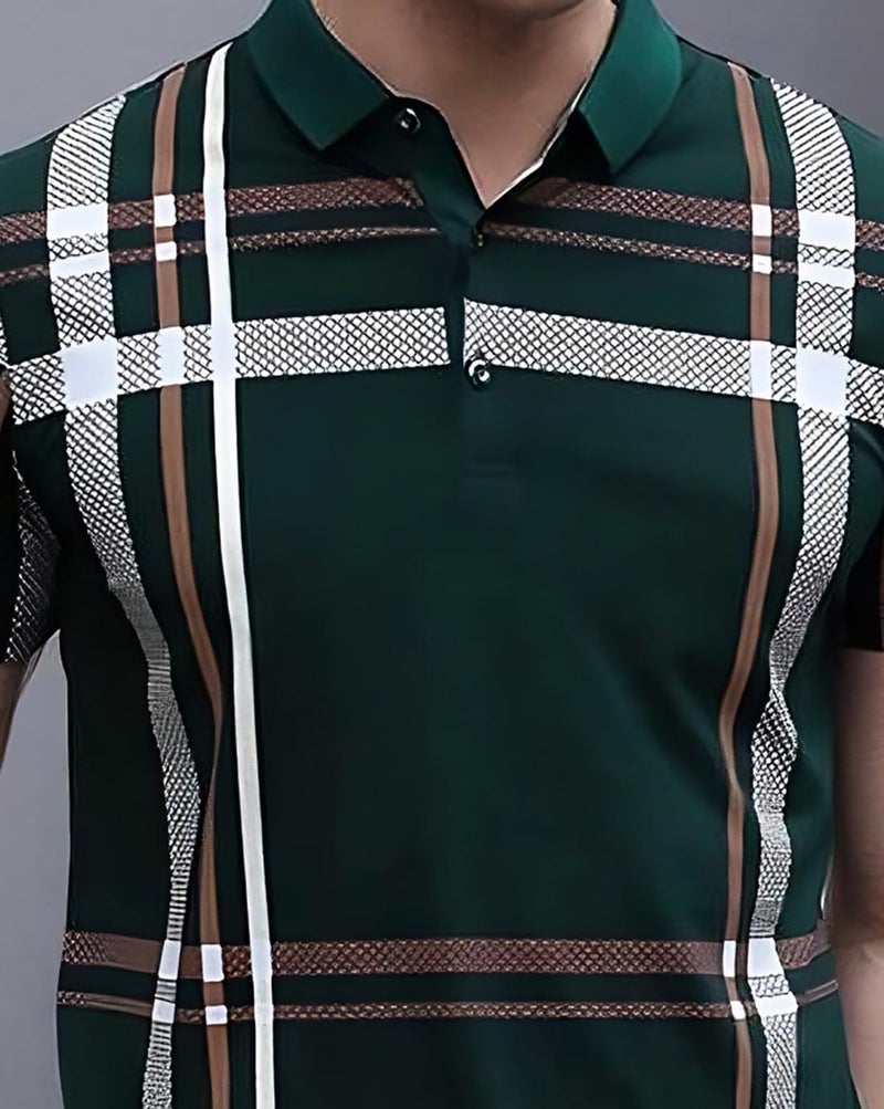 AUSK Mens Polo Colorblock T Shirt Green - Image 3